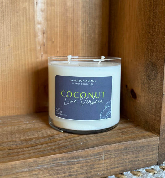 Coconut Lime Verbena Soy Candle | Hand-Poured Tropical Citrus Candle