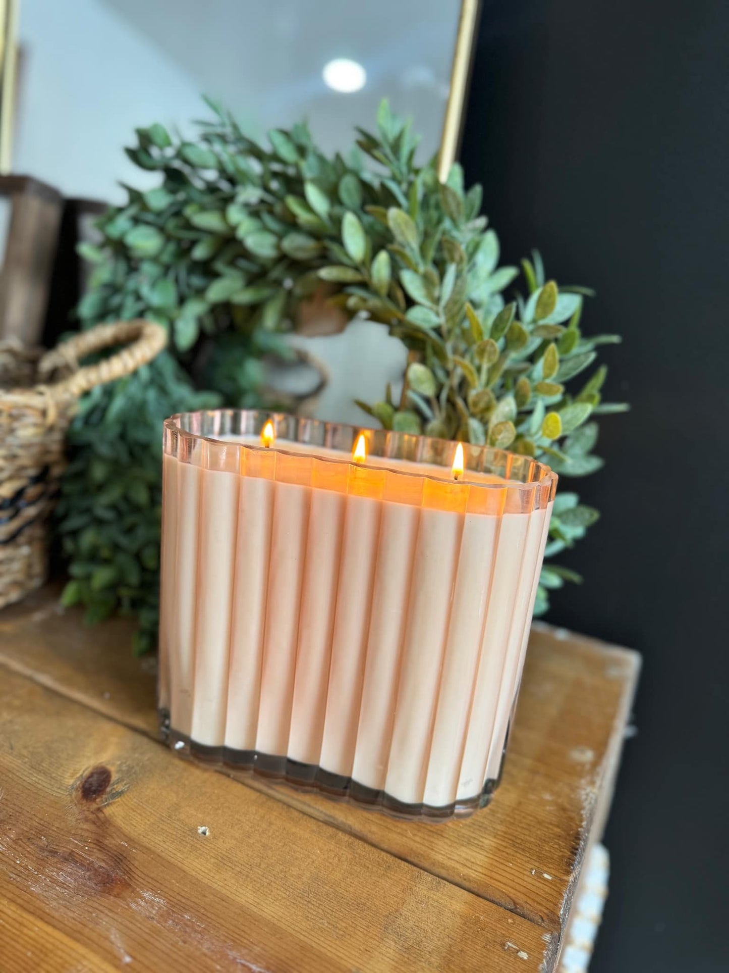 Elodie Fluted Glass Candle – Triple Wick Soy Candle