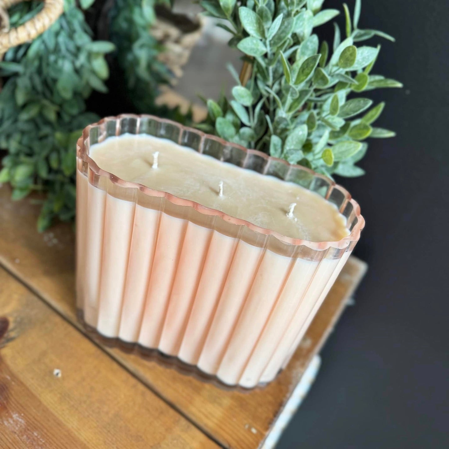 Elodie Fluted Glass Candle – Triple Wick Soy Candle