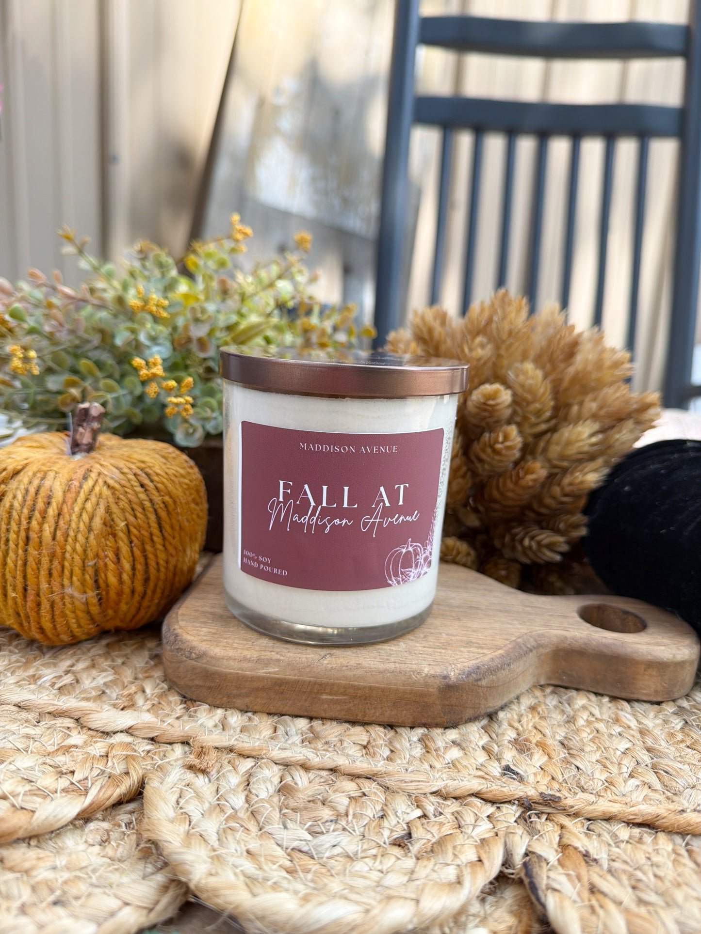 Fall at Maddison Avenue Candle | Cinnamon, Spiced Plum & Toasted Pecan Soy Candle