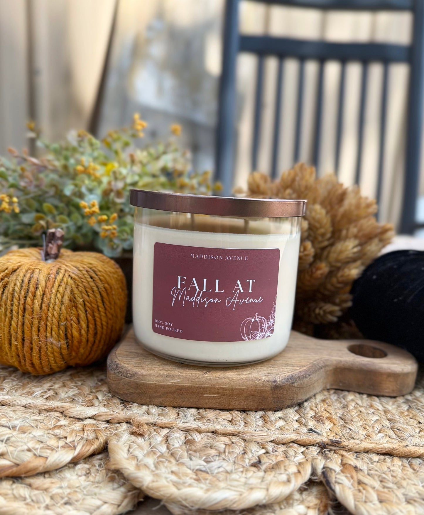 Fall at Maddison Avenue Candle | Cinnamon, Spiced Plum & Toasted Pecan Soy Candle