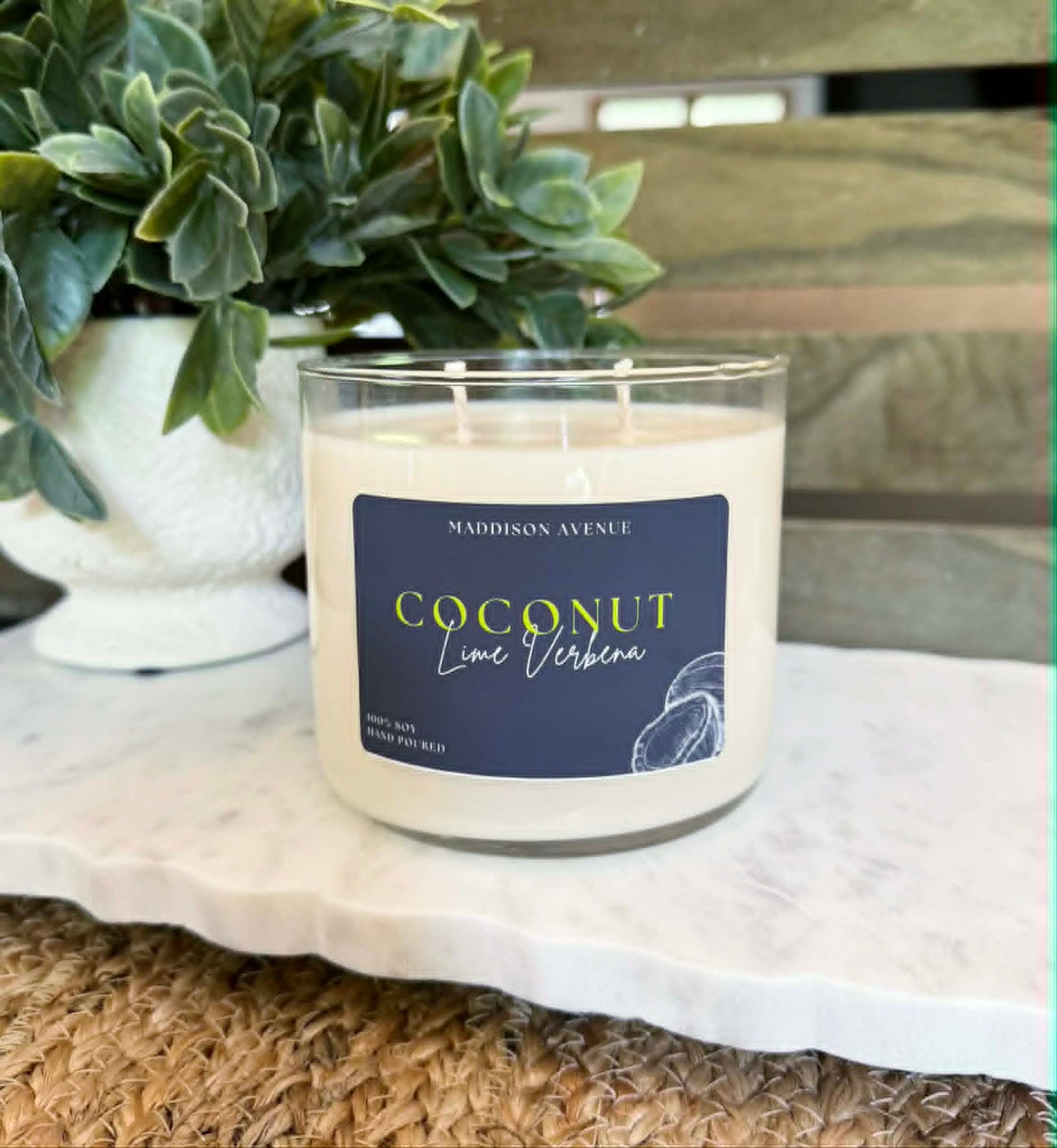 Coconut Lime Verbena Soy Candle | Hand-Poured Tropical Citrus Candle