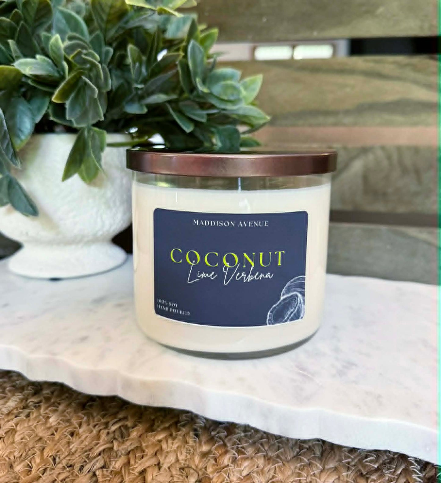 Coconut Lime Verbena Soy Candle | Hand-Poured Tropical Citrus Candle