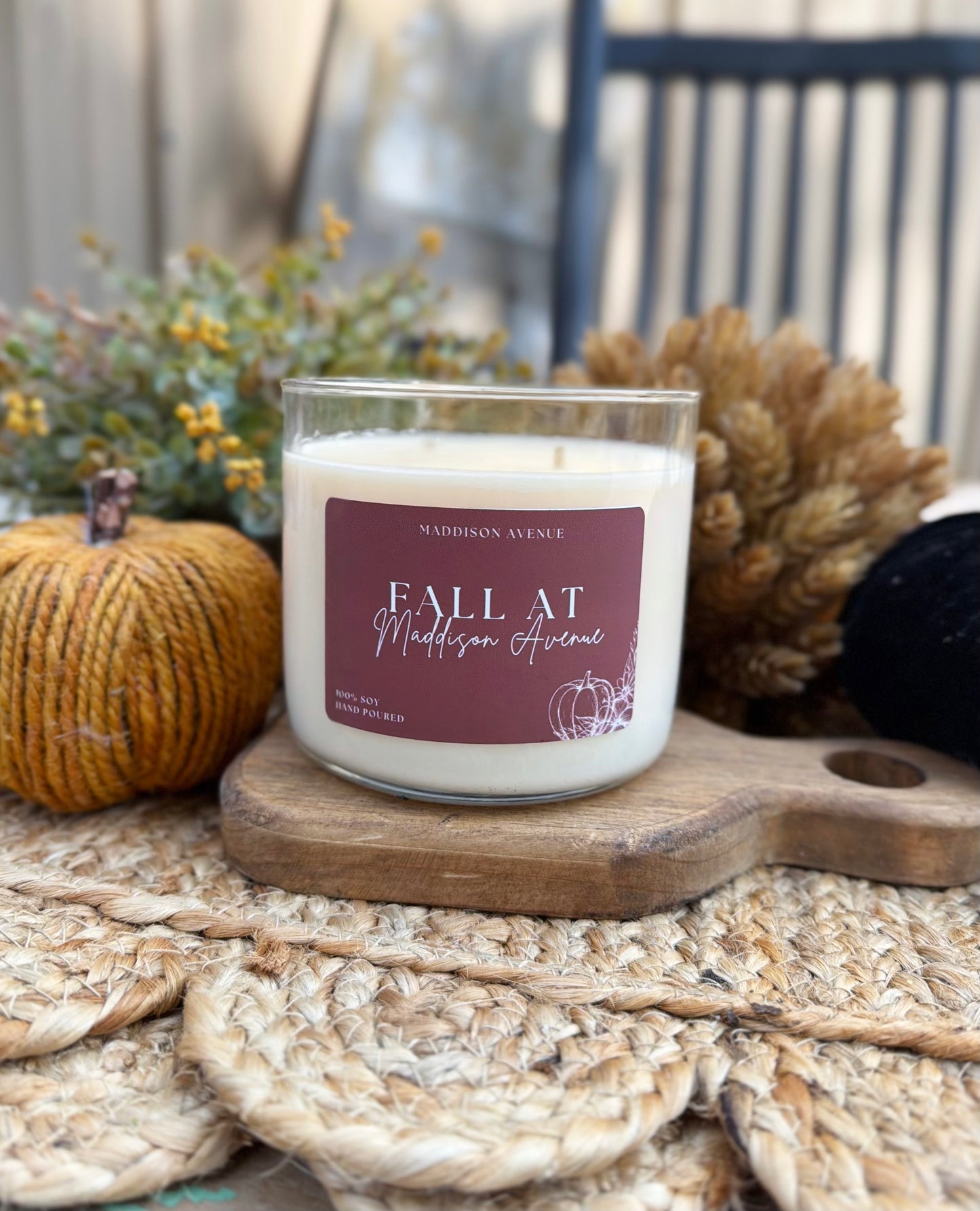 Fall at Maddison Avenue Candle | Cinnamon, Spiced Plum & Toasted Pecan Soy Candle