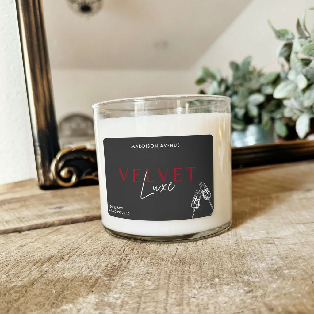 Velvet Luxe Soy Candle | Hand-Poured Amber & Vanilla Scented Candle