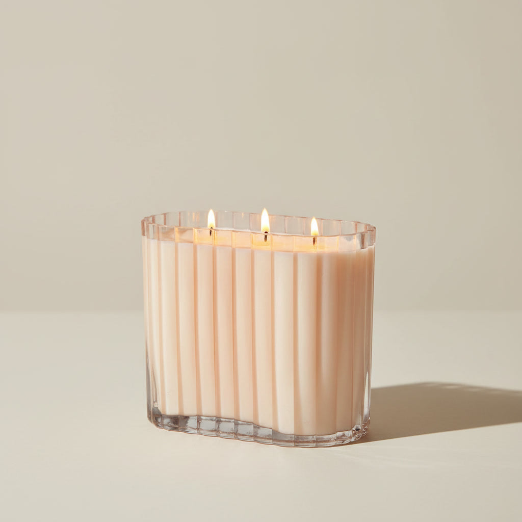 Elodie Fluted Glass Candle – Triple Wick Soy Candle