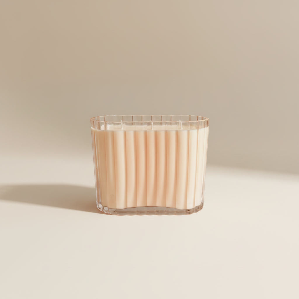 Elodie Fluted Glass Candle – Triple Wick Soy Candle